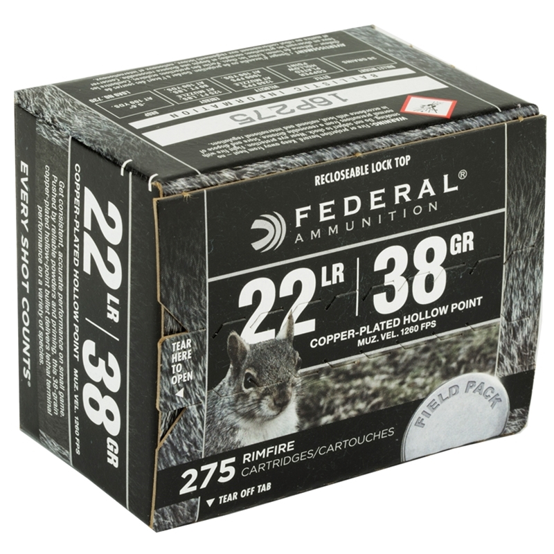Federal 22 Long Rifle Ammo 38 Grain Plated Lead Hollow Point Field Pack