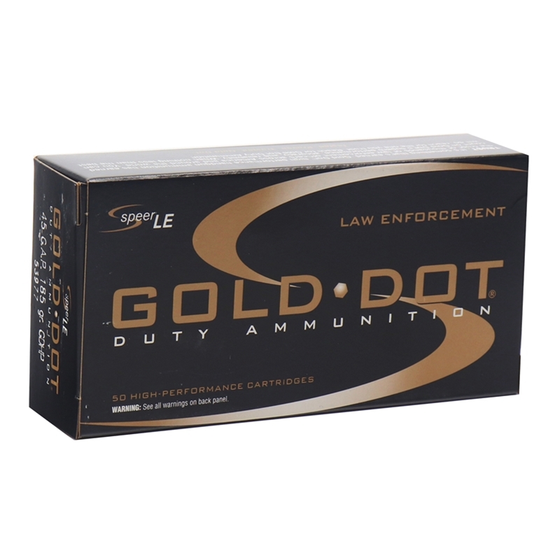 Speer Gold Dot LE Duty 45 GAP Ammo 185 Grain Jacketed Hollow Point