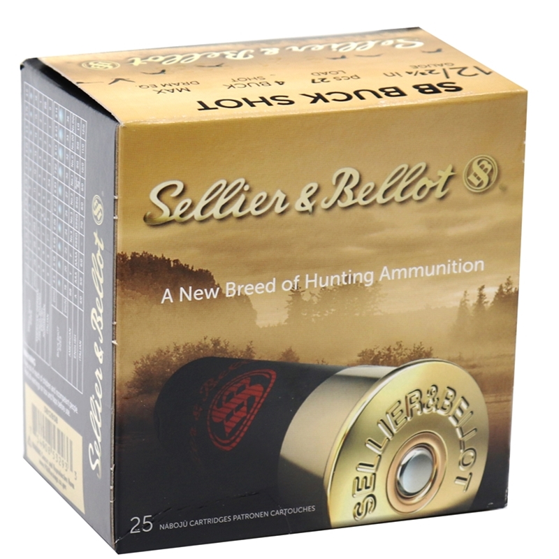Sellier & Bellot 12 Gauge Ammo 2-3/4” 27 Pellets #4 Buckshot Max