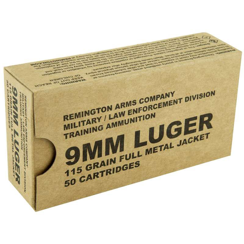 Remington Military/Law Enforcement 9mm Luger Ammo 115 Grain Full Metal Jacket