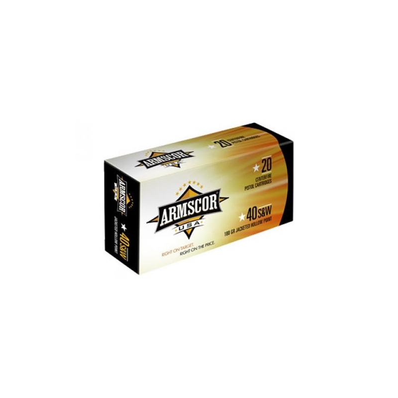Armscor USA 40 S&W Ammo 180 Grain Jacketed Hollow Point