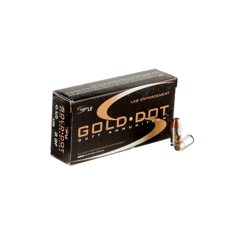 Speer Gold Dot LE Duty 45 ACP AUTO Ammo 185 Grain Jacketed Hollow Point