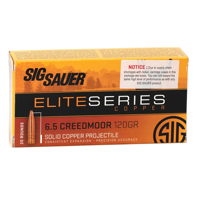 Sig Sauer Elite Performance Hunting HT 6.5 Creedmoor Ammo 120 Grain Solid Copper Lead-Free Expanding