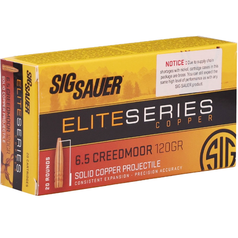 Sig Sauer Elite Performance Hunting HT 6.5 Creedmoor Ammo 120 Grain Solid Copper Lead Free Expanding - E65CH1-20