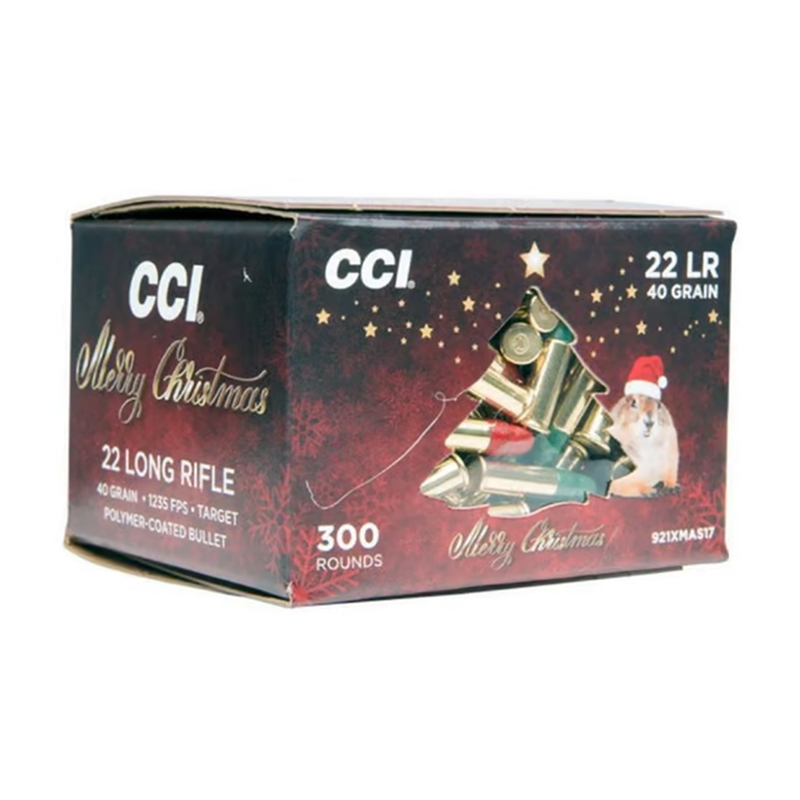CCI High Velocity 22 Long Rifle Ammo 40 Grain 2017 Christmas Pack Red and Green Coated Box of 300