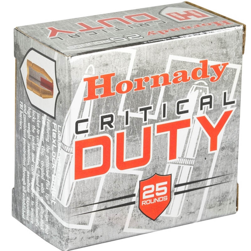Hornady Critical Duty 9mm Luger Ammo +P 124 Grain FlexLock 