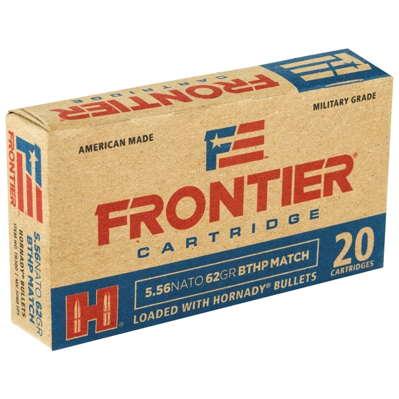 Frontier Cartridge Military Grade 5.56x45mm NATO Ammo 62 Grain Hornady Boat Tail Hollow Point Match