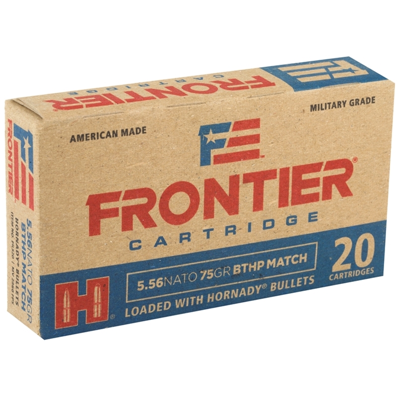 Frontier Cartridge Military Grade 5.56x45mm NATO Ammo 75 Grain Hornady Boat Tail Hollow Point Match