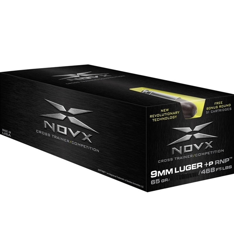 NovX Cross Trainer/Competition 9mm Luger +P Ammo 65 Grain RNP Lead-Free