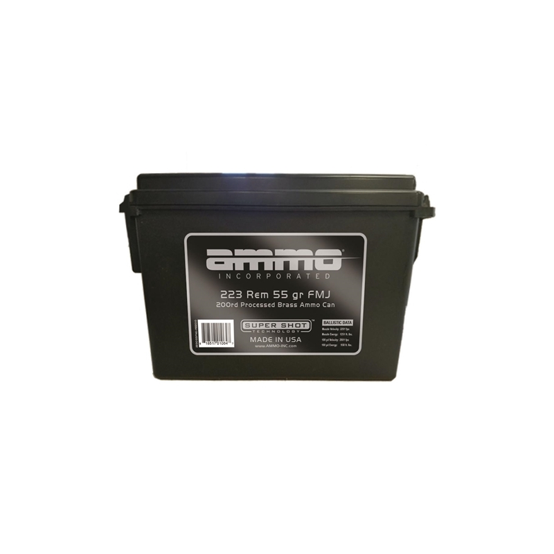 Ammo Inc 223 Remington Ammo 55 Grain Full Metal Jacket 200 Rounds in Ammo Can 