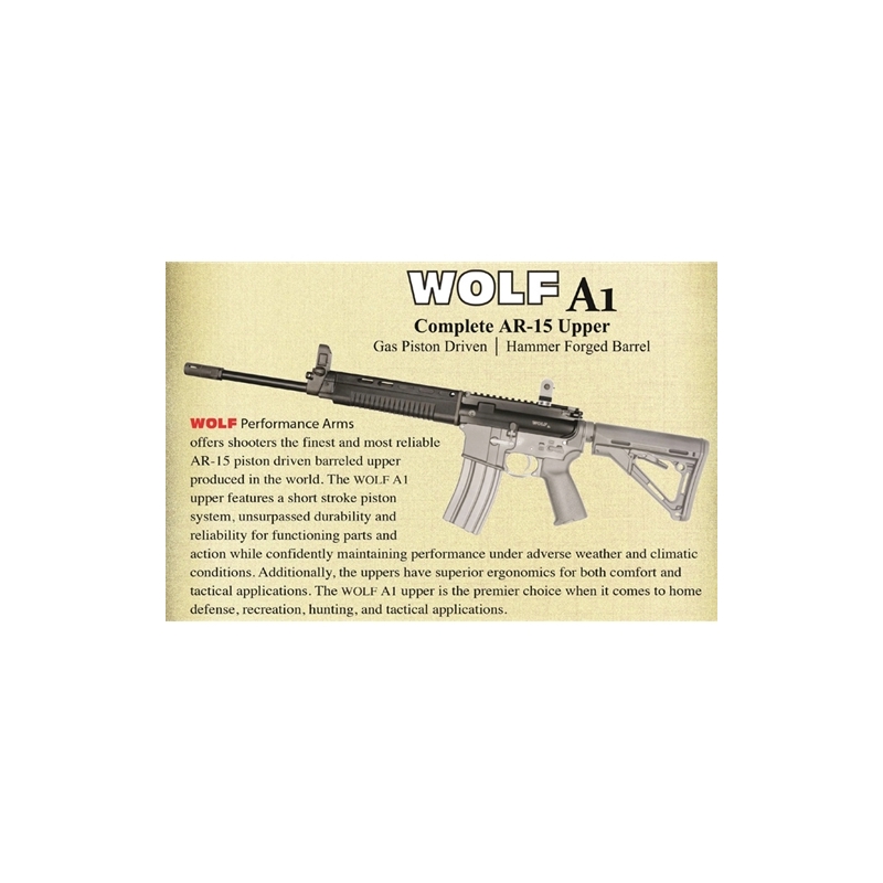 Wolf A1 223/5.56 AR-15 Complete Gas Piston Upper Receiver 12.5 Inch Barrel