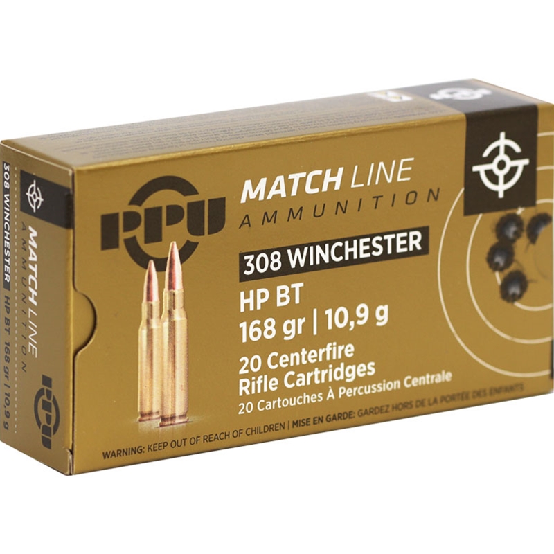 Prvi Partizan Match 308 Winchester Ammo 168 Grain Hollow Point Boat Tail