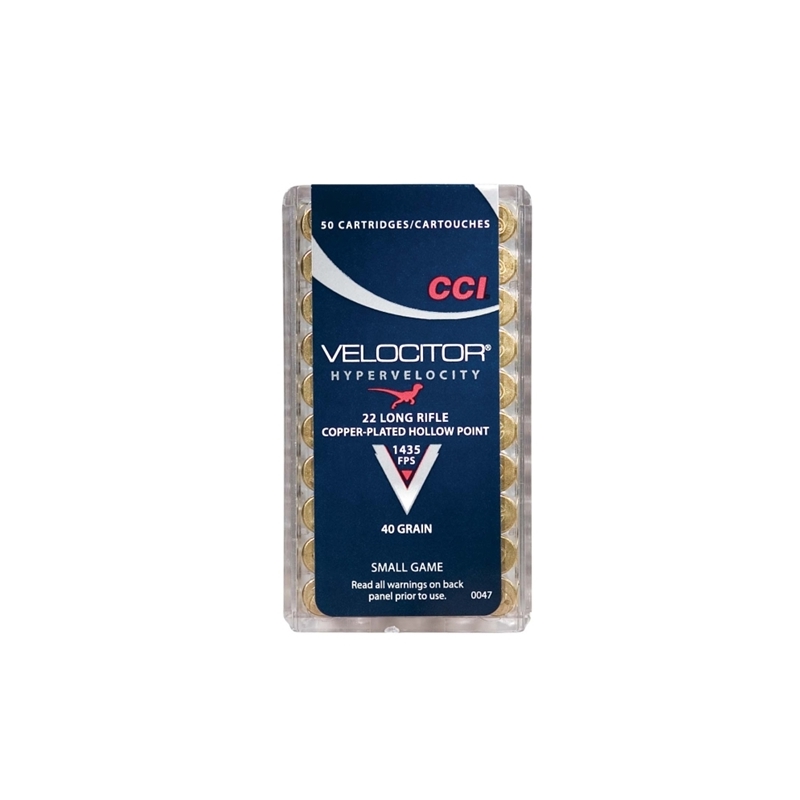 CCI Velocitor 22 Long Rifle Ammo 40 Grain Plated Lead Hollow Point