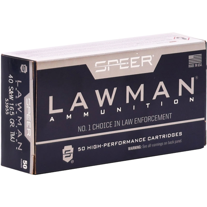 Speer Lawman 40 S&W Ammo 165 Grain Total Metal Jacket - 53955