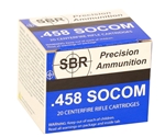 SBR 458 SOCOM Ammo 300 Grain Jacketed Hollow Point